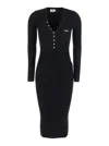Elisabetta Franchi Ribbed Button-fastening Midi Dress In Black
