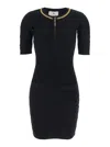 Elisabetta Franchi Mini Dress In Diamond Knit With Black Jewel Detail In Black