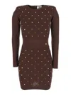 Elisabetta Franchi Knitted Mini Dress With A Slim Fit In Brown