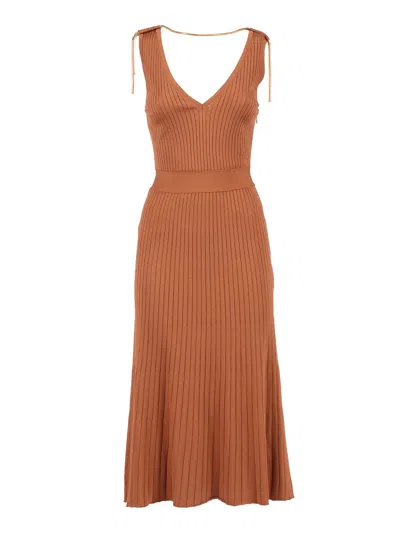 Elisabetta Franchi Abito Di Maglia In Brown