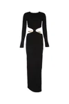 Elisabetta Franchi Crewneck Cut-out Maxi Dress With Gold Detail In Black