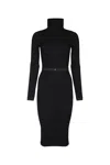 Elisabetta Franchi Ribbed Knit Dress With Belt In Black