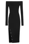 Elisabetta Franchi Off-shoulder Midi Dress In Nero