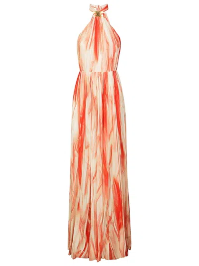 Elisabetta Franchi Halter Neck Maxi Dress In Orange