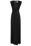 Elisabetta Franchi Long Sleeveless Dress With Deep V-neckline In Black