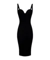 Elisabetta Franchi Double Stretch Crepe Dress With Embroidered Scalloping In Black