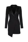 Elisabetta Franchi Satin-lapel Double-breasted Mini Dress In Black