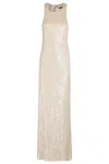 Elisabetta Franchi Women's Beige Sequin Straps Dress In Nudo