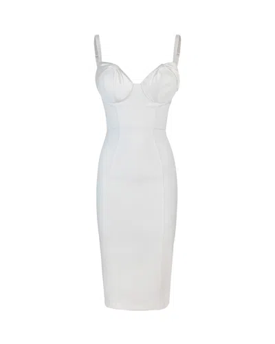 Elisabetta Franchi Crepe Dress With White Satin Bows In 360