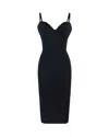 Elisabetta Franchi Black Midi Pencil Dress With A Back Slit In 110