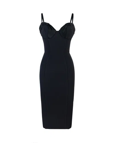 ELISABETTA FRANCHI CRÊPE DRESS WITH BLACK SATIN BOWS