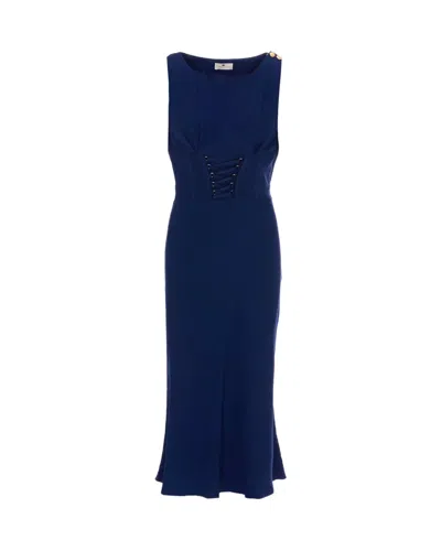 Elisabetta Franchi Abito In Envers Satin Con Lacci Criss-cross