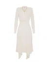 Elisabetta Franchi Abito In Georgette Con Foulard Gioiello Bianco