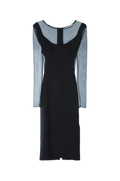 Elisabetta Franchi Longuette Tulle Evening Gown In Blue