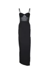 Elisabetta Franchi Fitted Black Evening Dress With Structured Bodice In Black