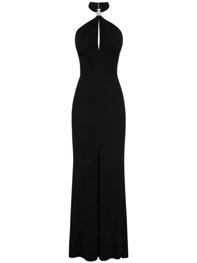 Elisabetta Franchi Black Red Carpet Long Viscose Dress
