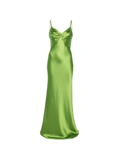 Elisabetta Franchi Long Green Satin Dress
