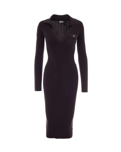 Elisabetta Franchi Abito Maglia Dark Chocolate In Black
