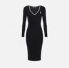 Elisabetta Franchi Intarsia-knit Ribbed Midi Dress In Nero