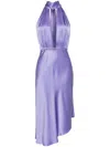 Elisabetta Franchi Satin Dress With Asymmetric Skirt In Viola