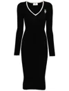 Elisabetta Franchi Intarsia-knit Ribbed Midi Dress In Nero