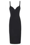 Elisabetta Franchi Black Midi Pencil Dress With A Back Slit In Nero