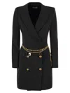 Elisabetta Franchi Belted Crepe Coat Dress In Black