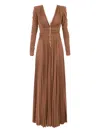 Elisabetta Franchi Red Carpet Dress In Lurex Jersey With Necklace Clothing In Brown