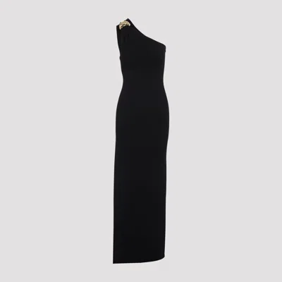 Elisabetta Franchi Abito Red Carpet Monospalla In Maglia Punto Stoffa In Black