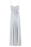 Elisabetta Franchi Maxi Dress With Sweetheart Neckline In Sky Blue