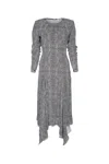 Elisabetta Franchi Python Print Dress Long Sleeves In Gray