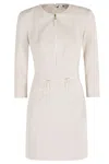 Elisabetta Franchi Zip-trimmed Pocket Midi Dress In White