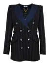Elisabetta Franchi Pinstriped Wool Cloth Coat In Multi