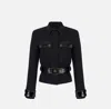 Elisabetta Franchi Belted Fitted Jacket With Glossy Accents In Black