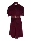 Elisabetta Franchi Double Wool Cape Capes Bordeaux In Red