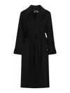 Elisabetta Franchi Black Coat With Notched Revers And Front Belt Closure In Wool Woman In Black