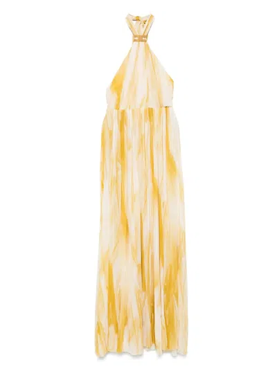 Elisabetta Franchi Maxikleid Mit Abstraktem Print In Yellow