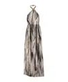 Elisabetta Franchi Abstract-print Maxi Dress In Nude