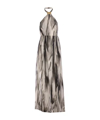 ELISABETTA FRANCHI ELISABETTA FRANCHI ABSTRACT PRINTED HALTERNECK MAXI DRESS