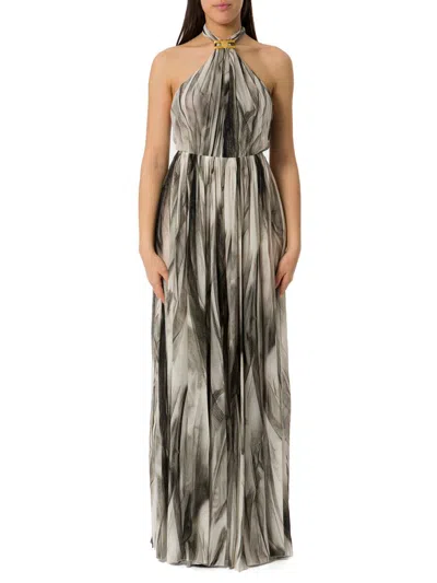 Elisabetta Franchi Abstract-print Maxi Dress In Black