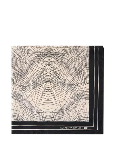 Elisabetta Franchi Abstract-print Foulard Scarf In Brown
