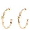 Elisabetta Franchi Double Band Hoop Earrings With Geometric Accents In Gold