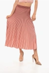 Elisabetta Franchi Accordion Knitted Midi Skirt In Pink