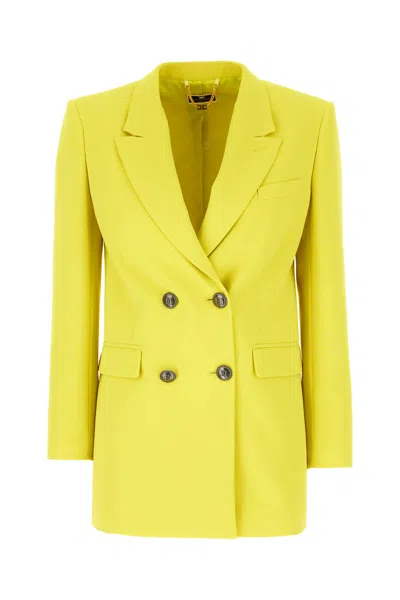 Elisabetta Franchi Acid Green Polyester Blazer In Yellow