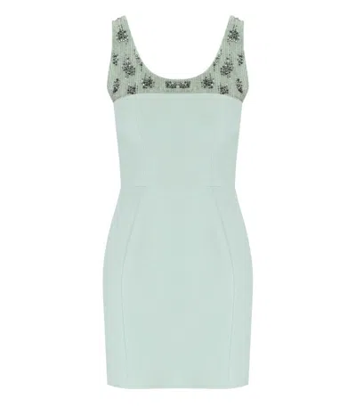 Elisabetta Franchi Acqua Dress With Pearls In Green
