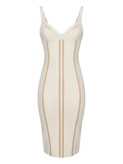 Elisabetta Franchi Adjustable-straps Panelled Midi Dress In White