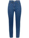 Elisabetta Franchi All-over Diamond-print Jeans In Blau