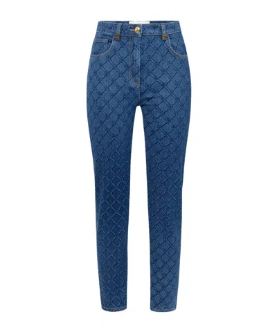 Elisabetta Franchi All-over Diamond-print Jeans In Blue
