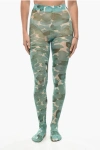 Elisabetta Franchi All Over Floral Tights In Green