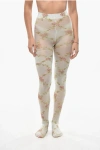 Elisabetta Franchi All Over Floral Tights In Neutral